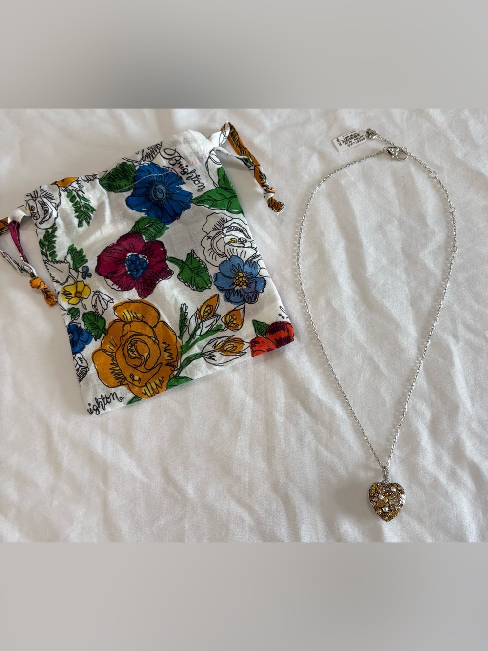 BRIGHTON SWEET LOVE HEART NECKLACE JM7694 YELLOW - TOPAZ NEW NWT & POUCH